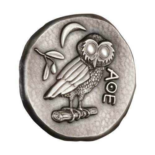 1 oz Athenian Owl with Leather Pouch Replica Silver