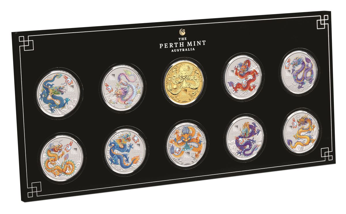 10x0,5 oz Silbermünze SET Color Australien Lunar III