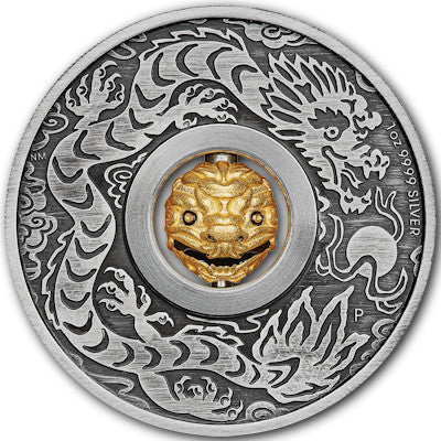 Lunar Drache 1 oz Silbermünze mit beweglicher Kugel 2024*