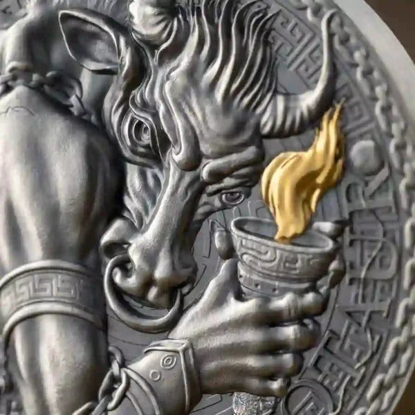 2023 Cameroon 1oz Minotaur 24K Gilded High Relief