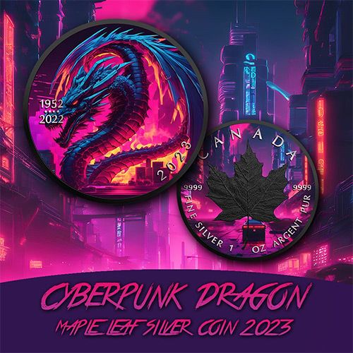 2023 Canada Maple Leaf Cyberpunk Dragon Edition 1 oz Silver