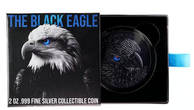 2024 Chad 2 Oz American Eagle Black Shaped Silbermünze