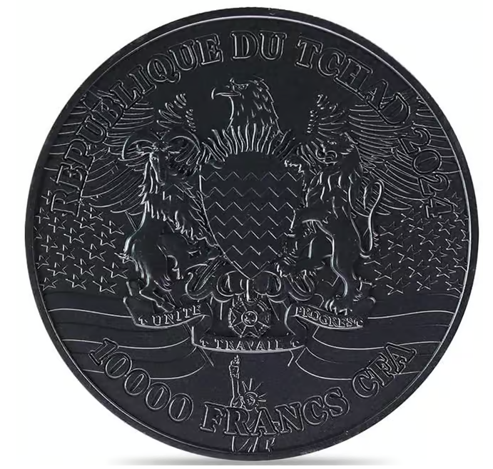 2024 Chad 2 Oz American Eagle Black Shaped Silbermünze