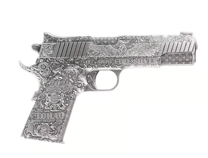 2024 Chad 2 oz Silbermünze 45. Caliber Antik Shaped HR*