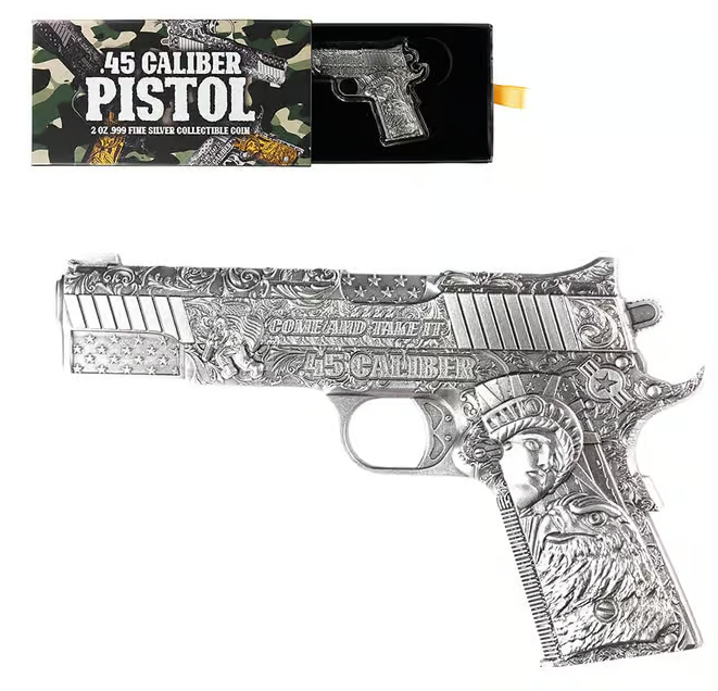 2024 Chad 2 oz Silbermünze 45. Caliber Antik Shaped HR*
