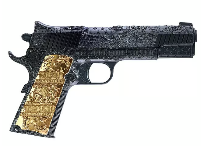 2024 Chad 2 oz Silbermünze 45. Caliber Black Gilded Shaped