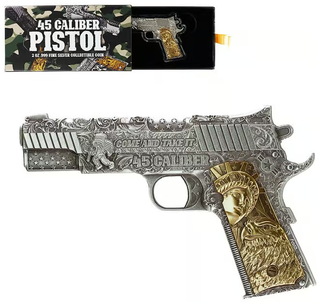 2024 Chad 2 oz Silbermünze 45. Caliber Gilded Shaped HR*