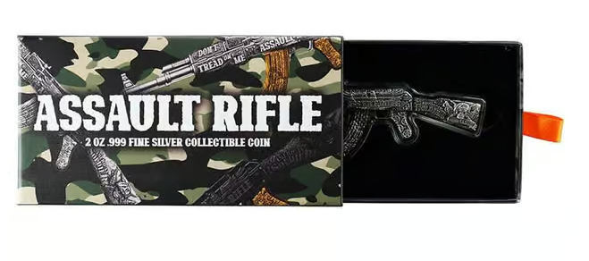 2024 Chad 2 oz Silbermünze AK47 Antik Shaped HR*