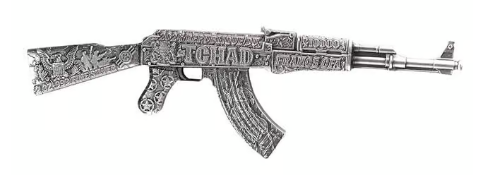 2024 Chad 2 oz Silbermünze AK47 Antik Shaped HR*