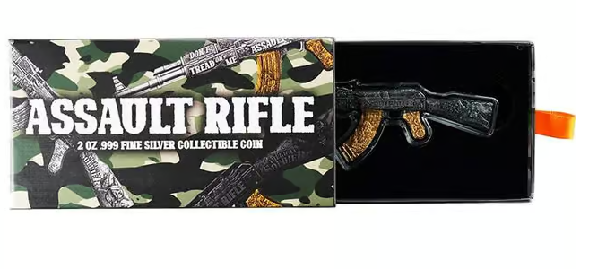 2024 Chad 2 oz Silbermünze AK47 Black & Gilded Shaped HR*