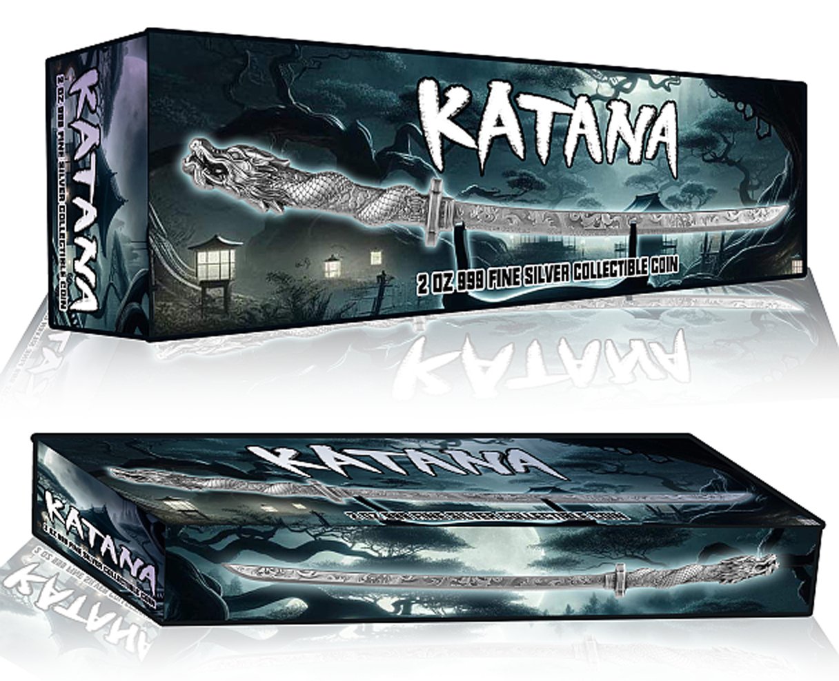 2024 Chad Katana Sword Shaped 2 oz Silbermünze*