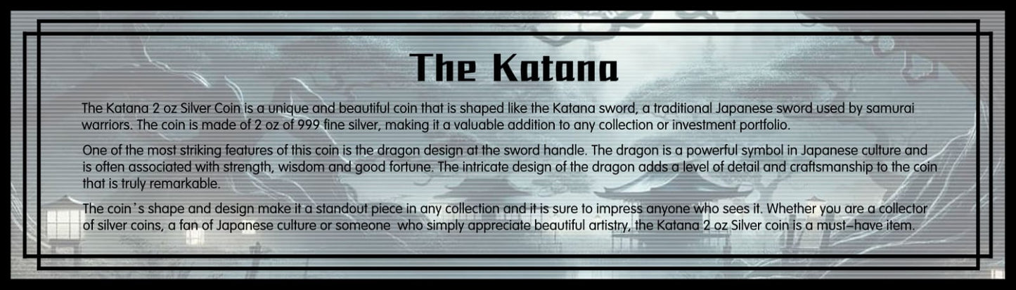 2024 Chad Katana Sword Shaped 2 oz Silbermünze*