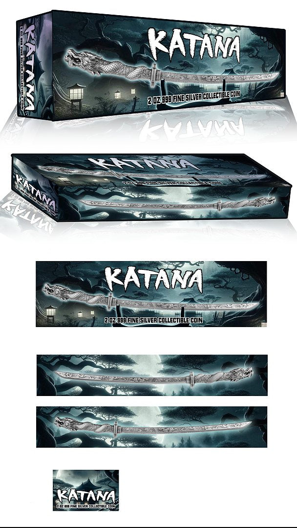 2024 Chad Katana Sword Shaped 2 oz Silbermünze*