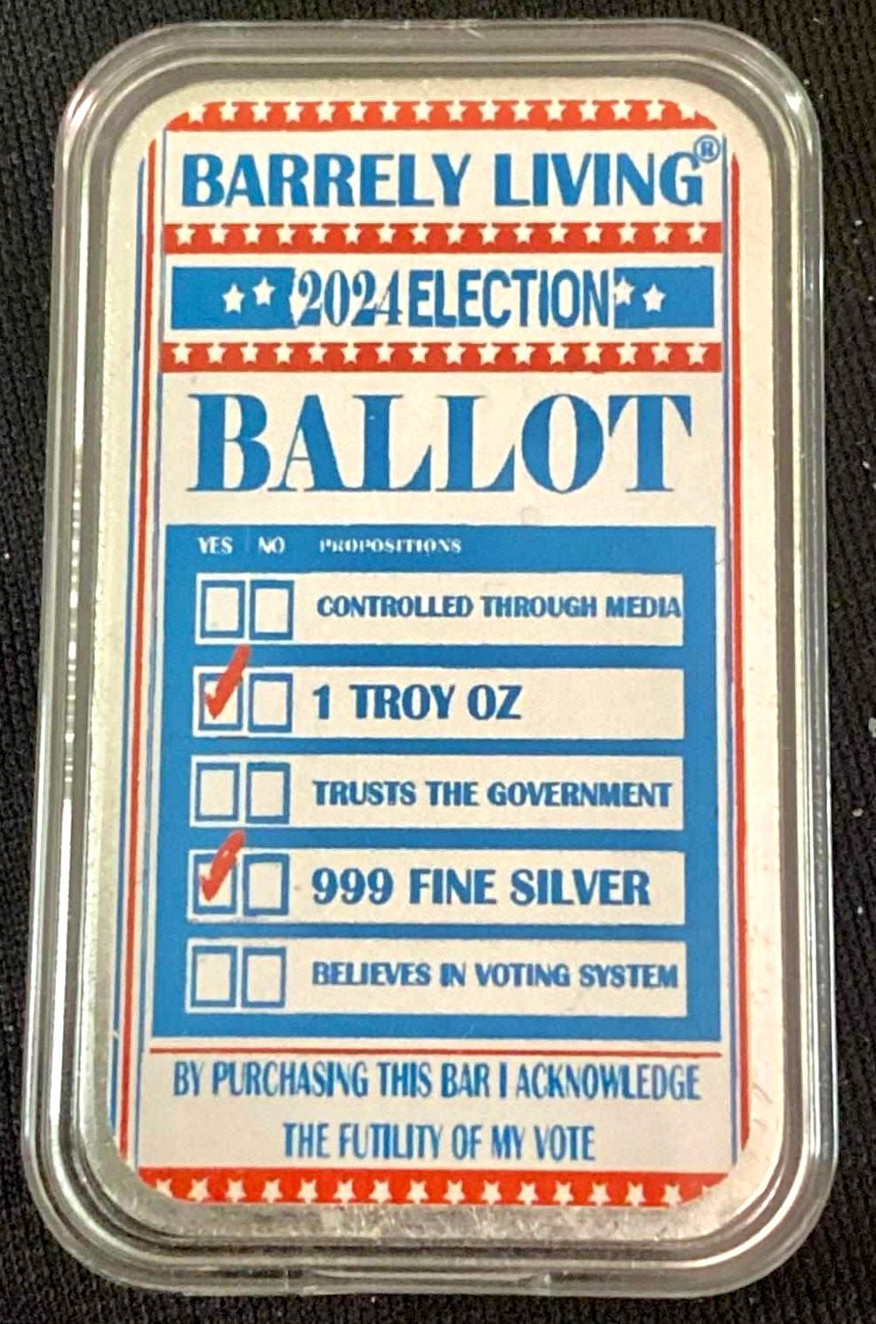 2024 Election Ballot Double Sided Colorized 1oz Silberbarren
