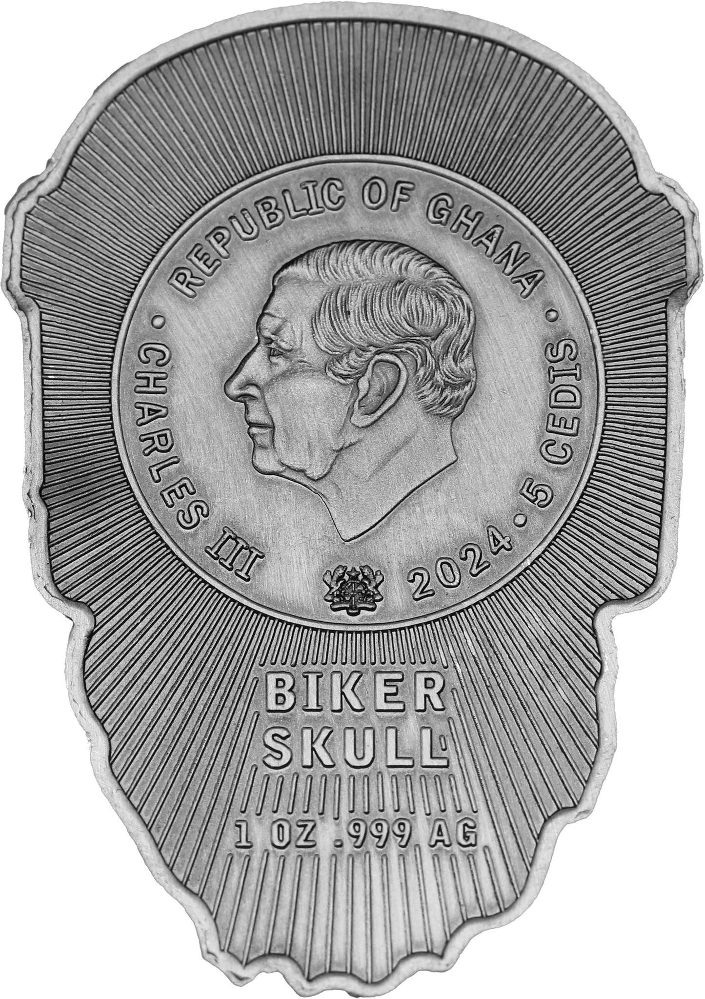 2024 Ghana Biker Skull 1 oz Silbermünze *