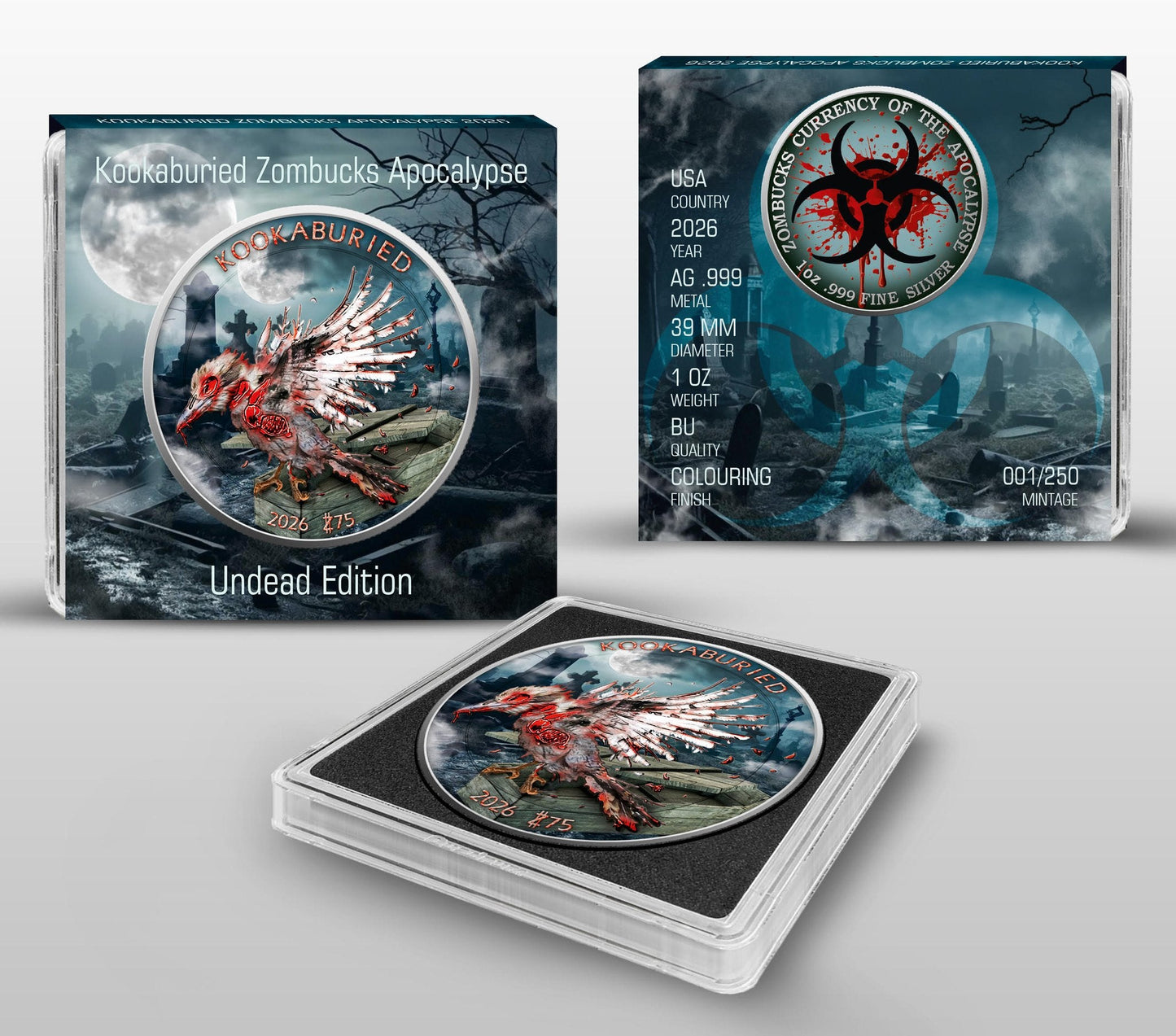 2026 Zombucks Kookaburied Undead Edition 1 oz Silver Round