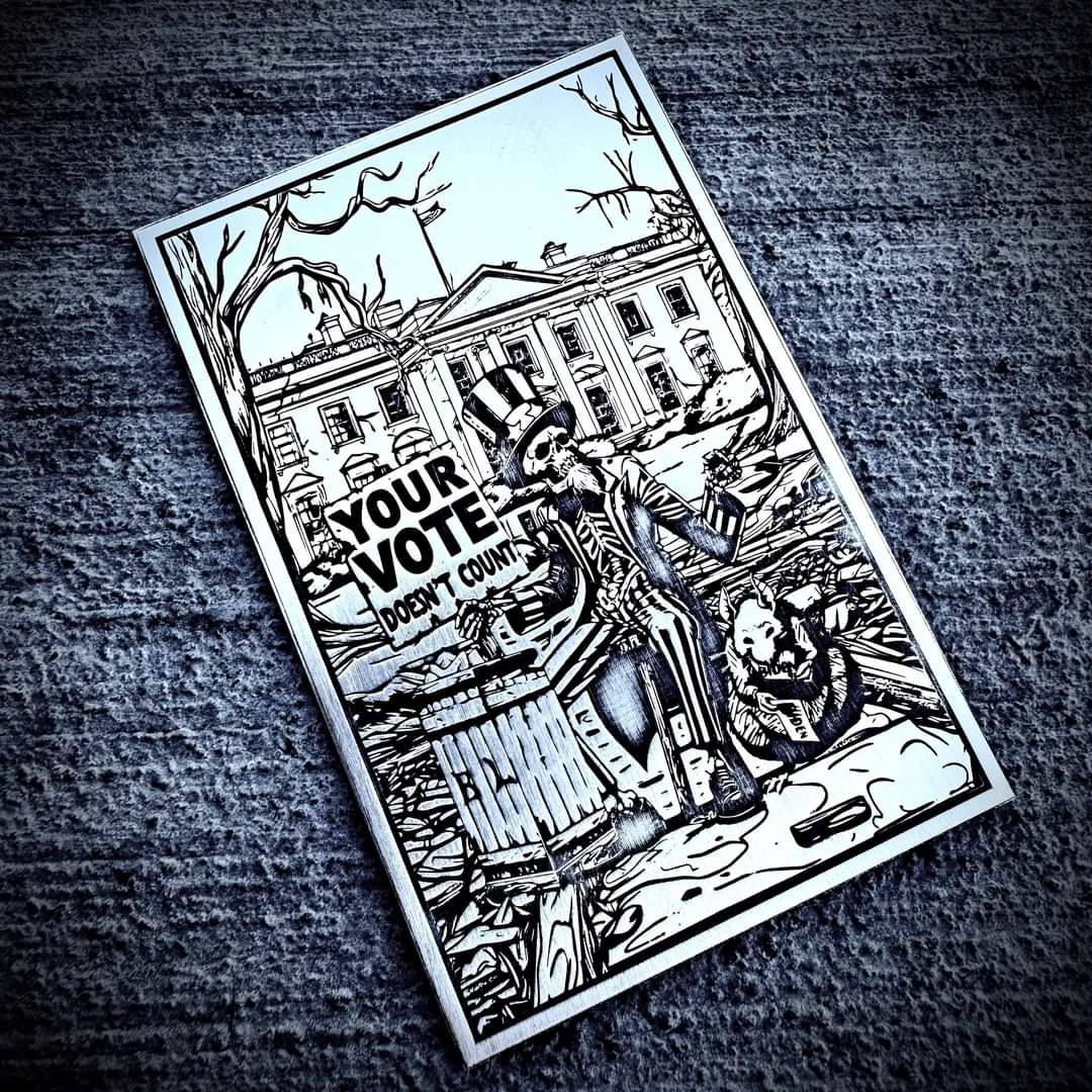 The American Lie, 1oz Silberbarren Silver Card Bar Antik Finish