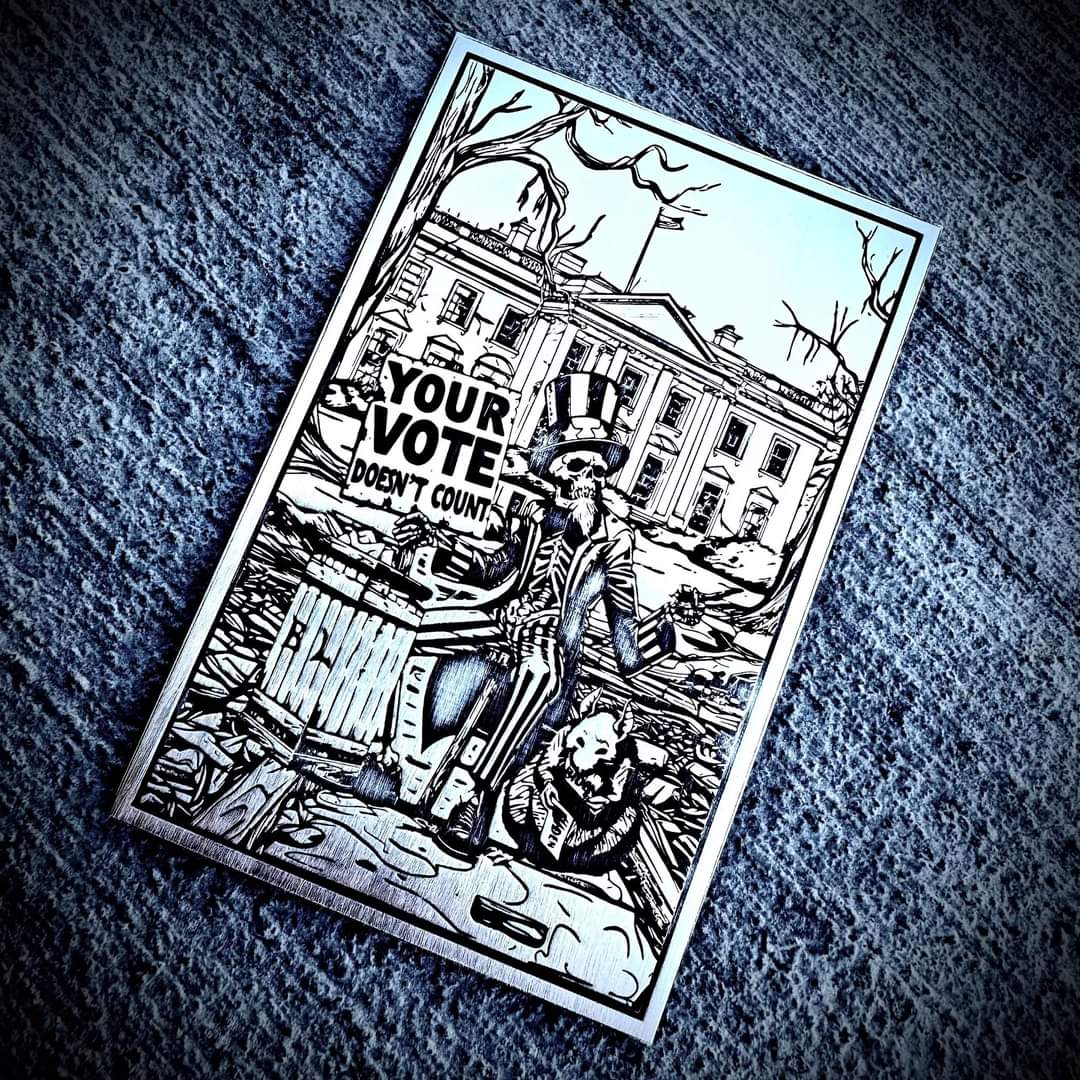 The American Lie, 1oz Silberbarren Silver Card Bar Antik Finish