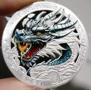 USA Lunar Dragon 1oz Silbermedaille Proof Color, Nur 100 Stk.