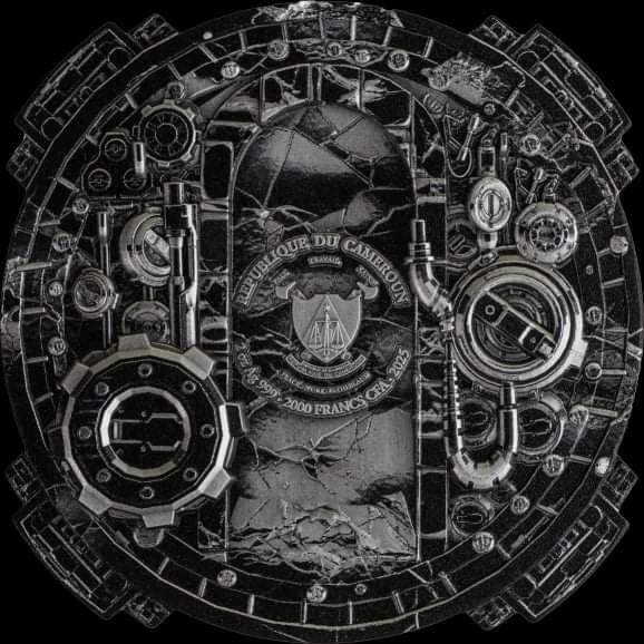Cameroon Steampunk Skull 2025, HR, Antik, 2oz Silbermünze*