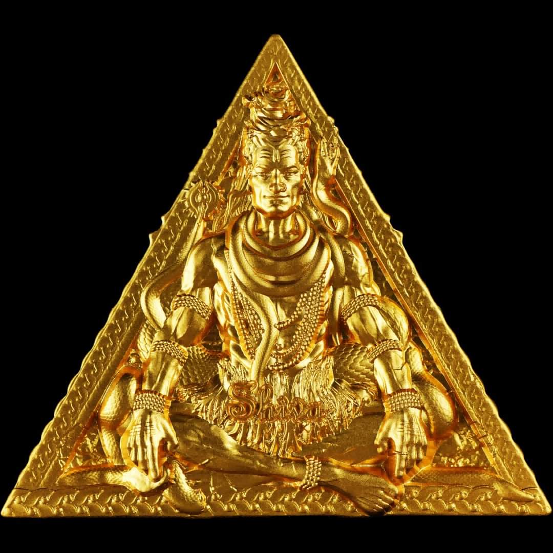 Cameroon Shiva 2025, HR, Shaped, Gilded 3oz Silbermünze*