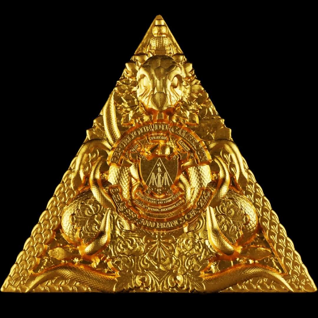 Cameroon Shiva 2025, HR, Shaped, Gilded 3oz Silbermünze*