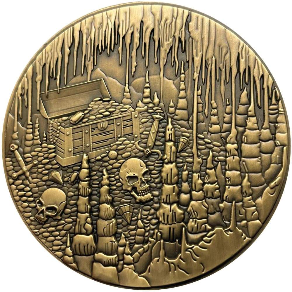 Lawful Gold Dragon, Base Metal Medaille, Gilded Antik Finish