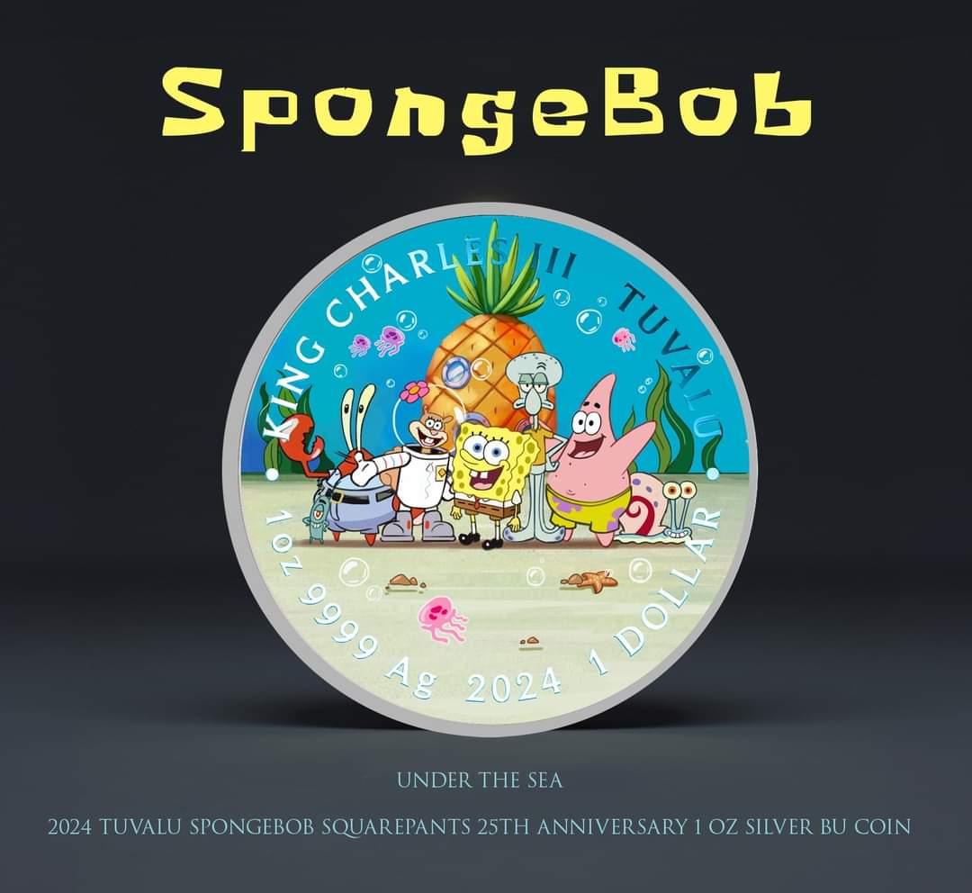 Spongebob Schwammkopf, 1oz Silbermünze* BU Color 2024