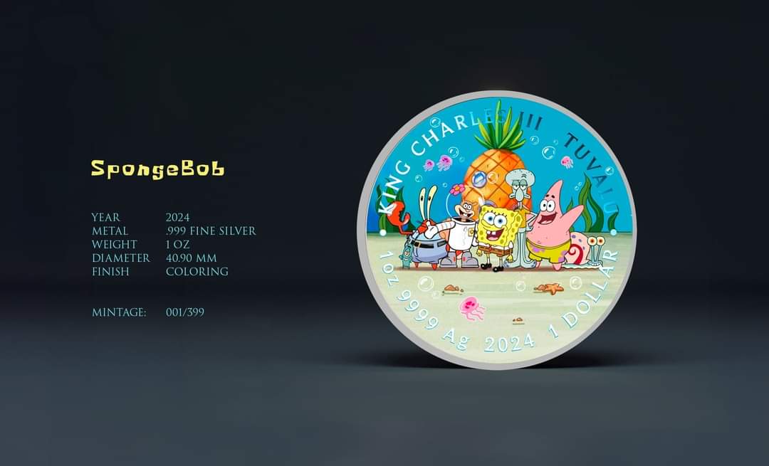 Spongebob Schwammkopf, 1oz Silbermünze* BU Color 2024