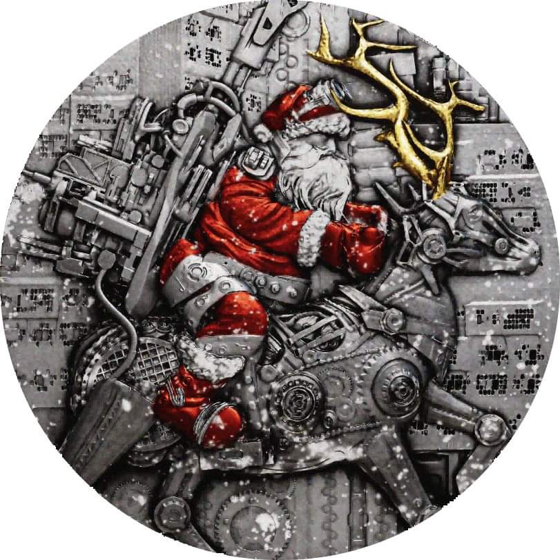 Cameroon Steampunk Santa 2025, HR, Antik, 2oz Silbermünze*