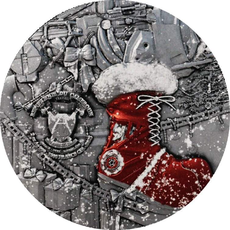 Cameroon Steampunk Santa 2025, HR, Antik, 2oz Silbermünze*