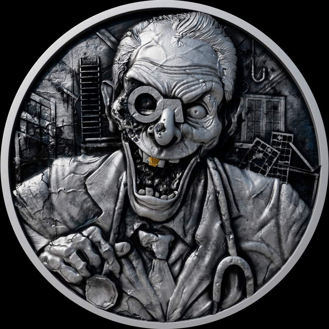 Cameroon 2025 - Asylum - Bi-Metall - 2oz Silbermünze* mit 11.5oz Kupferkern - UHR, Antik, Color, Glow in the Dark, Enamel, und Thermofarbe, 80mm, nur 199 Stk.