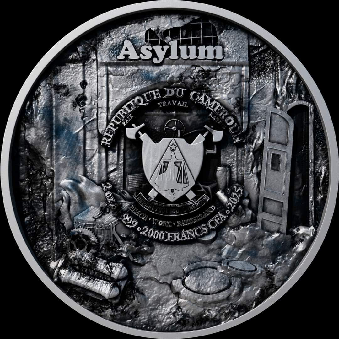 Cameroon 2025 - Asylum - Bi-Metall - 2oz Silbermünze* mit 11.5oz Kupferkern - UHR, Antik, Color, Glow in the Dark, Enamel, und Thermofarbe, 80mm, nur 199 Stk.