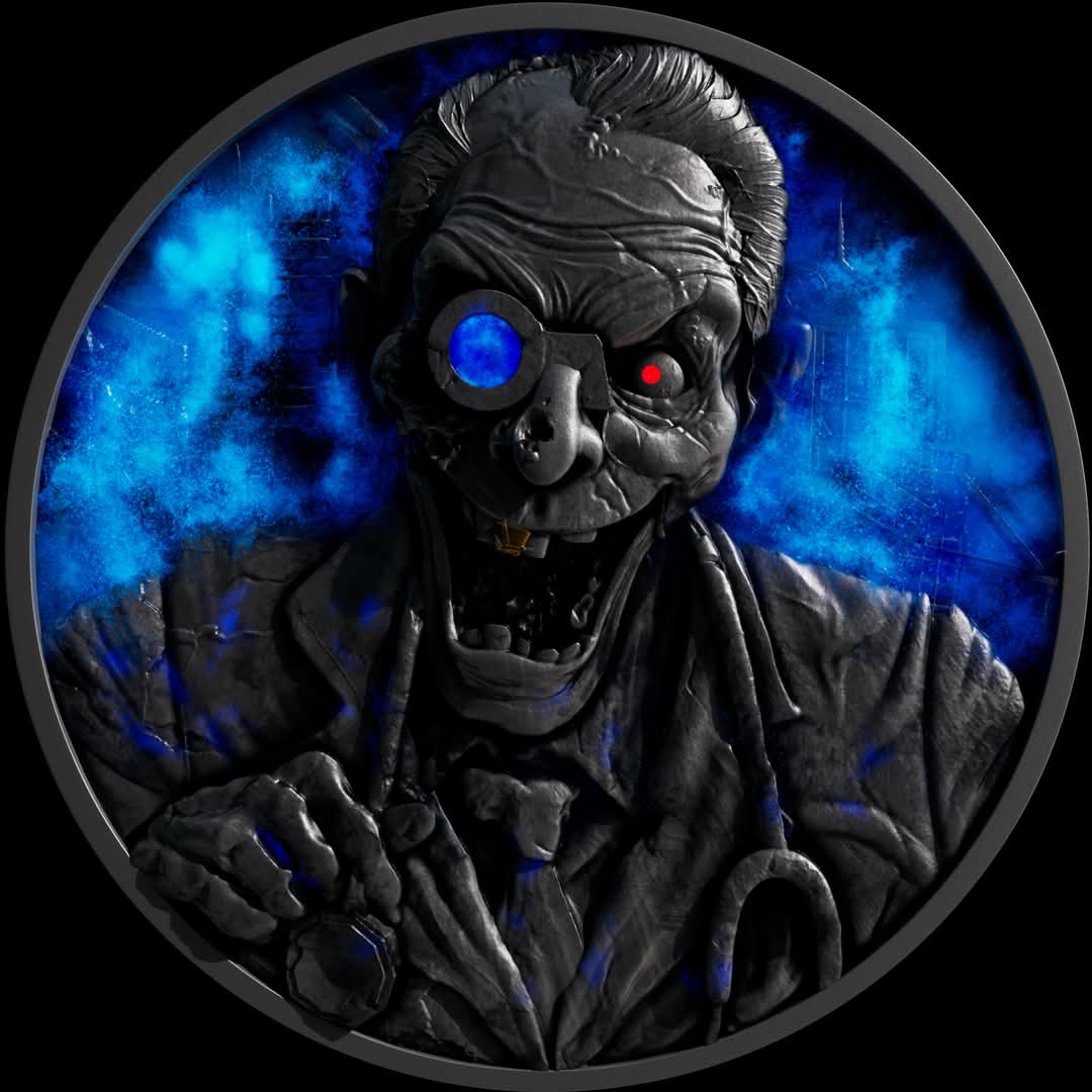 Cameroon 2025 - Asylum - Bi-Metall - 2oz Silbermünze* mit 11.5oz Kupferkern - UHR, Antik, Color, Glow in the Dark, Enamel, und Thermofarbe, 80mm, nur 199 Stk.