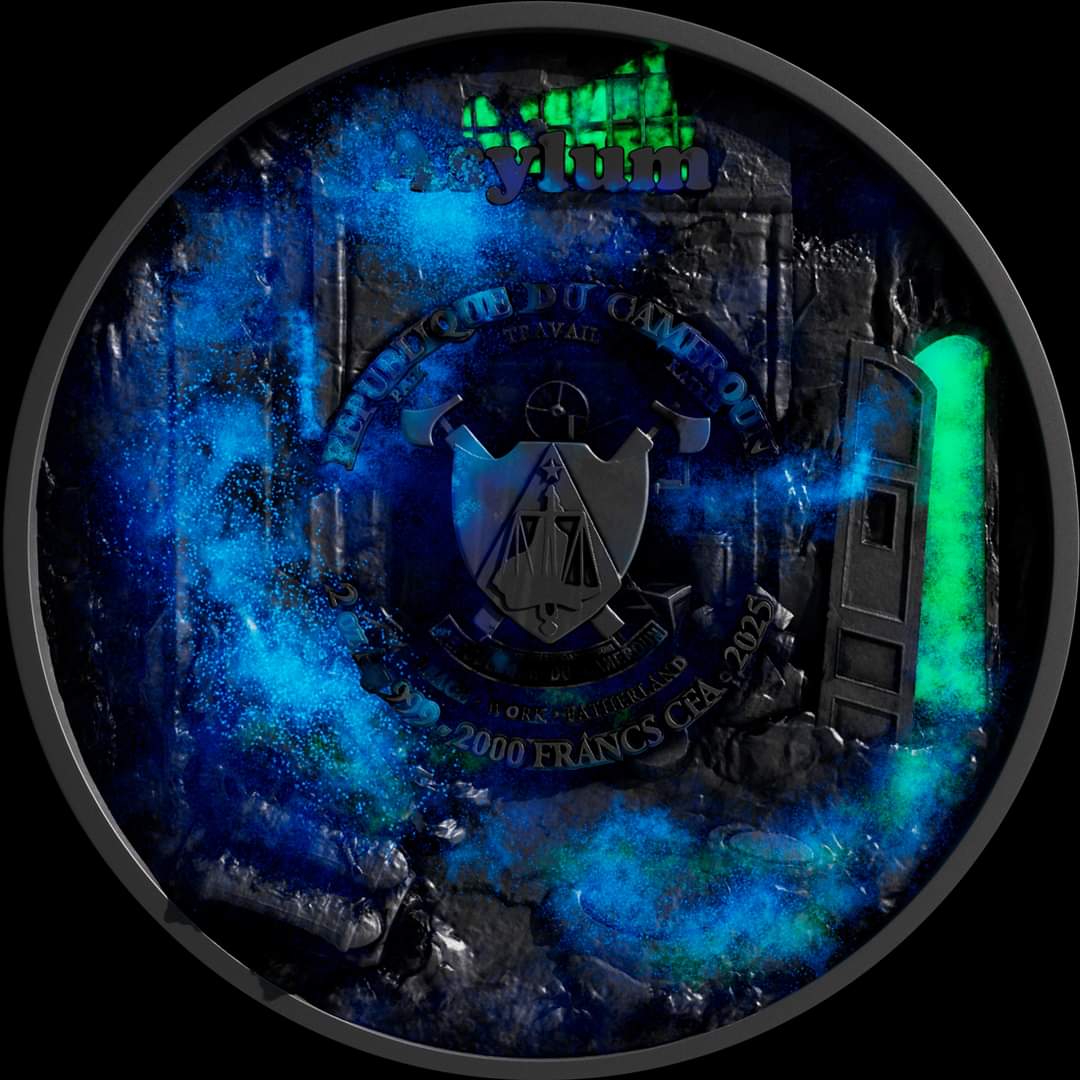 Cameroon 2025 - Asylum - Bi-Metall - 2oz Silbermünze* mit 11.5oz Kupferkern - UHR, Antik, Color, Glow in the Dark, Enamel, und Thermofarbe, 80mm, nur 199 Stk.