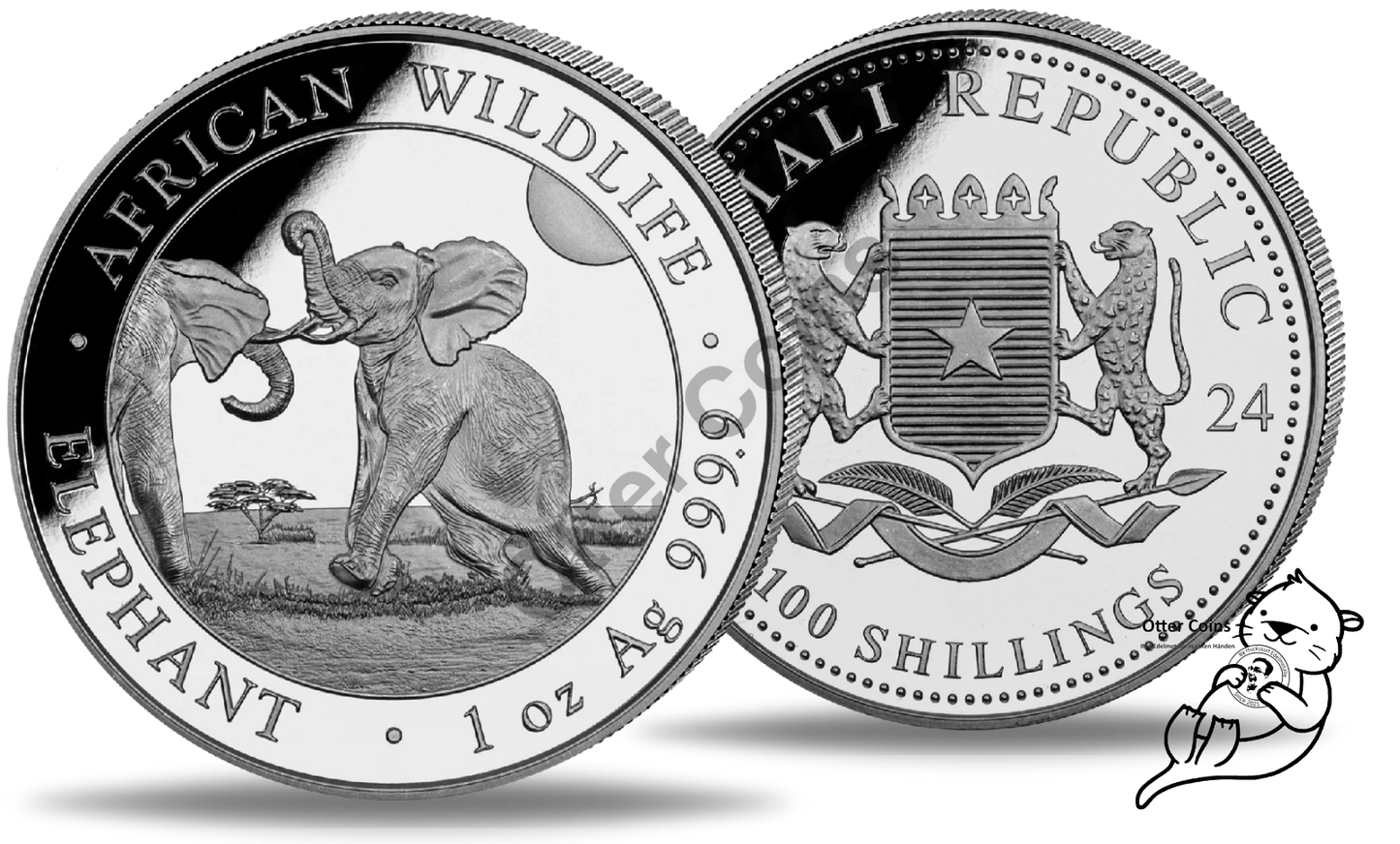 Somalia Elefant 1 Oz Silbermünze 2024