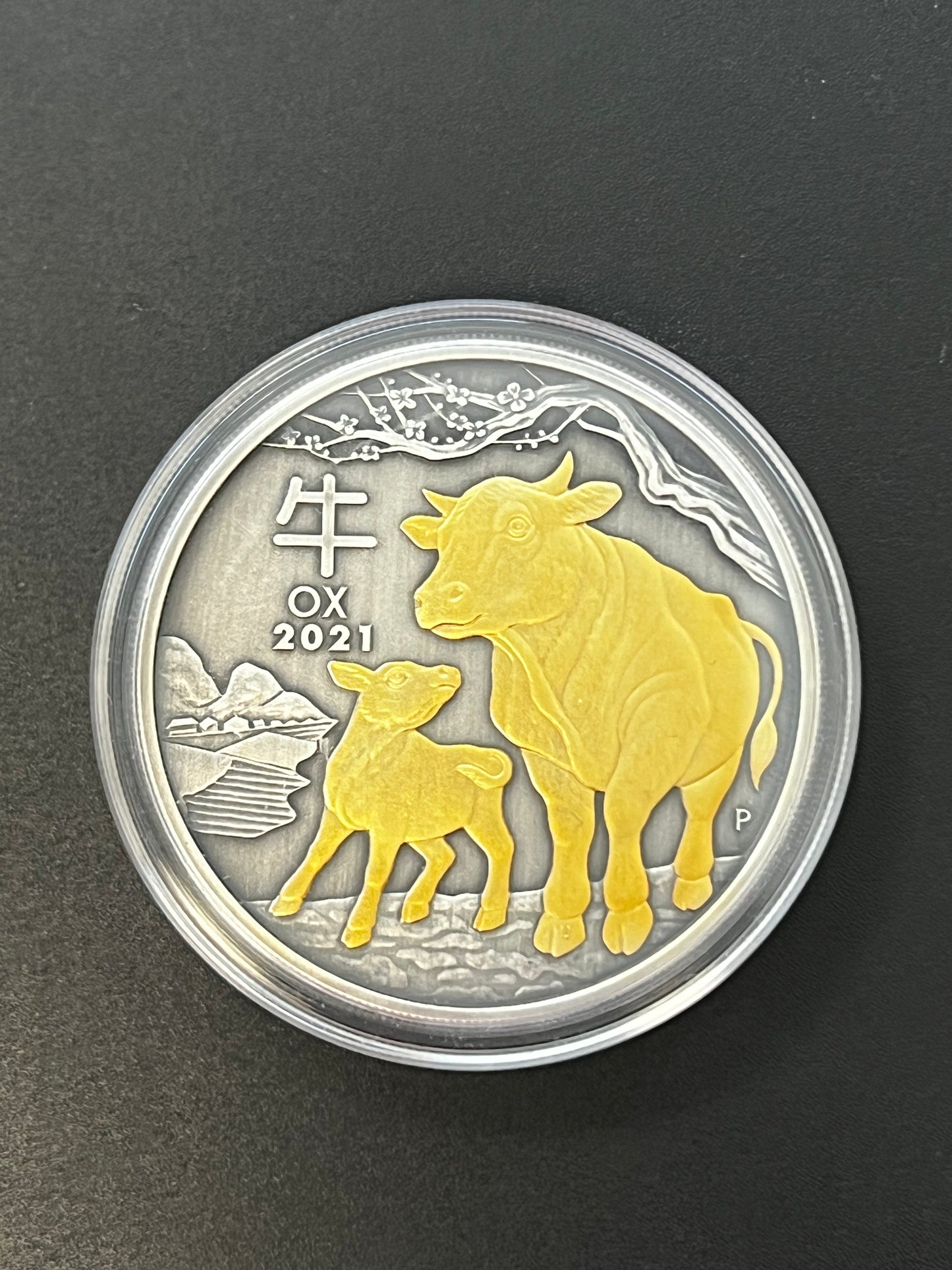 Lunar III Ochse 1 oz Silbermünze* 2021 Teilvergoldet