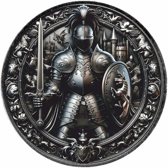 USA ASE Knights of Honour Realm Protector Color 1oz Silber 2024*