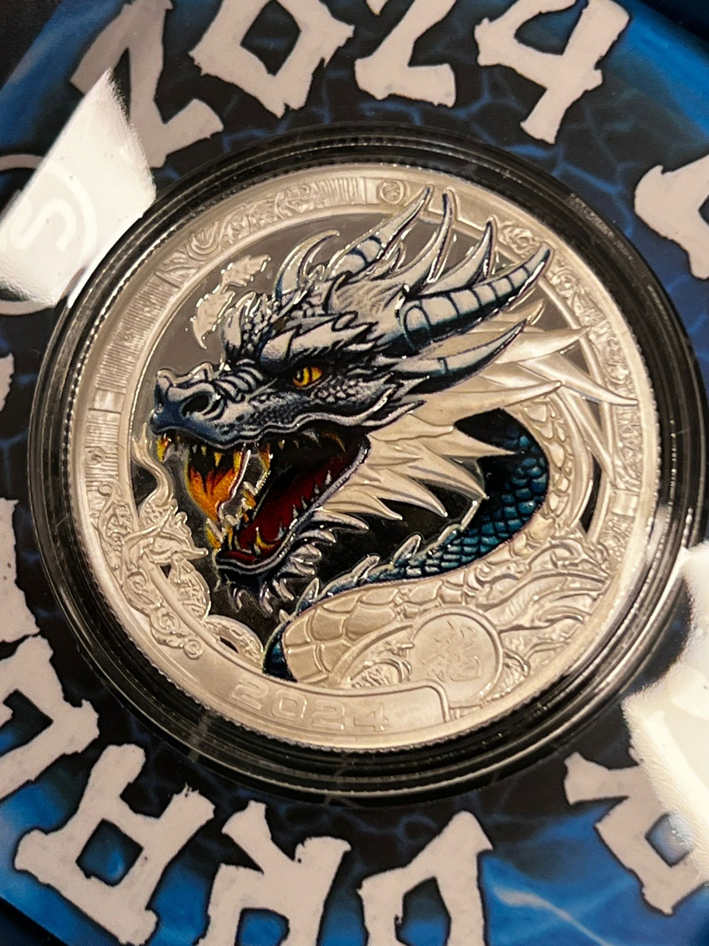 USA Lunar Dragon 1oz Silbermedaille Proof Color, Nur 100 Stk.