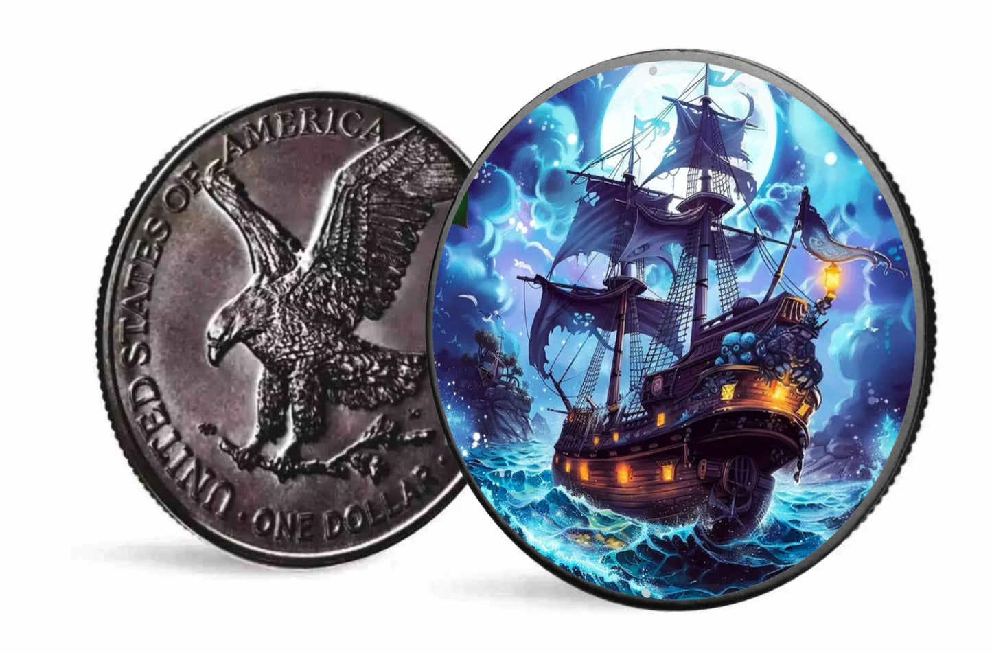 USA ASE Masters of the Seas, 1 Ausgabe Shadow Ship Color 1oz Silbermünze 2024*