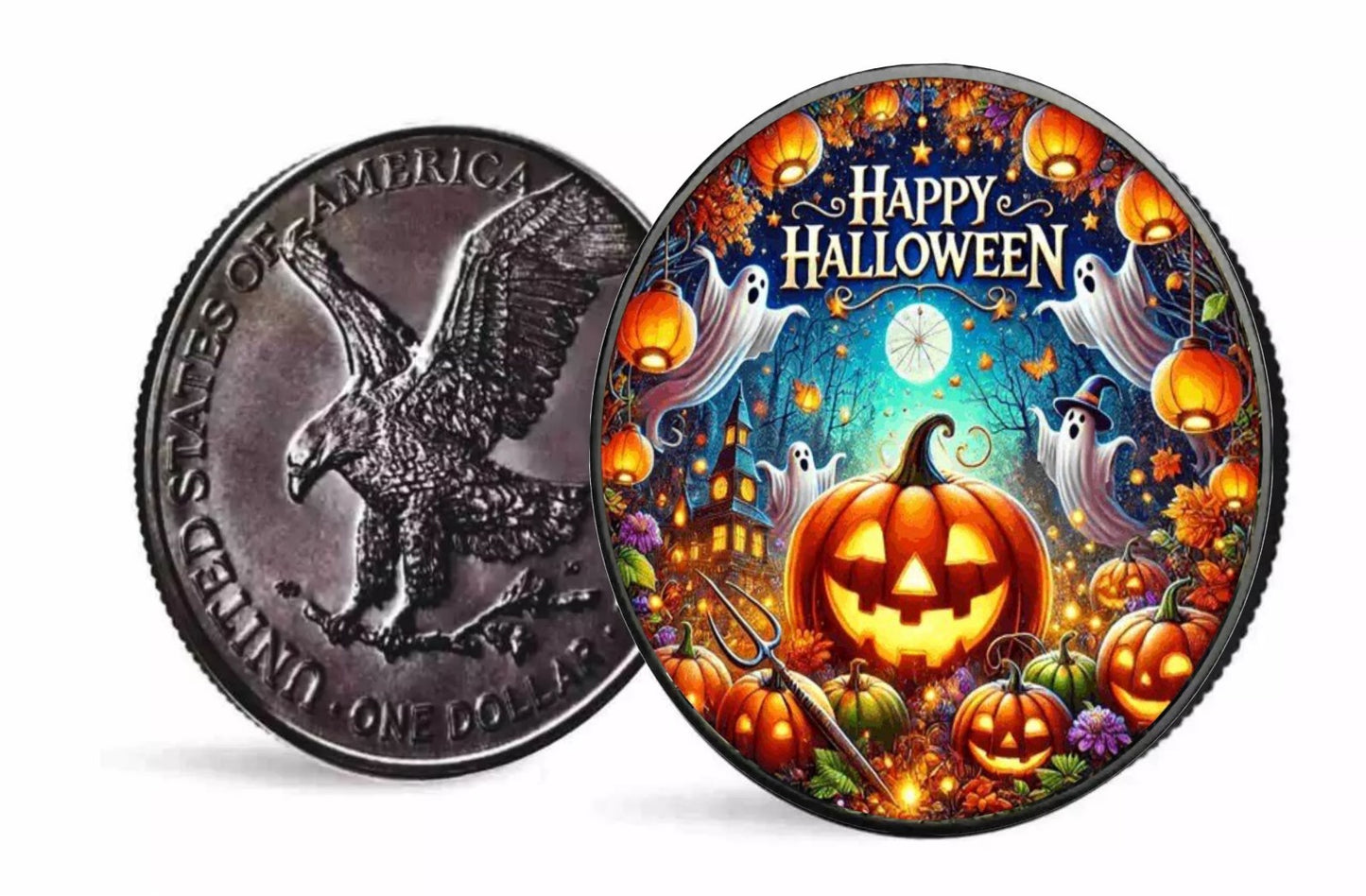 USA ASE Halloween Ghosts Color 1oz Silber 2024*