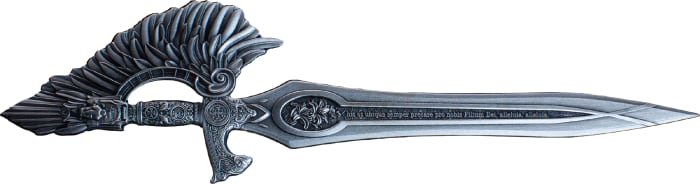 Sword of St. Gabriel, 2.5oz Silberbarren 3D, Shaped, Antik Finish*