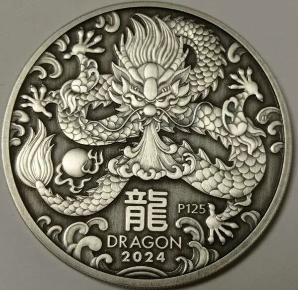 Antik 1 oz Silbermünze Australien Lunar III Drache 2024*