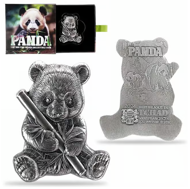 Chad 1 oz Silber Panda Shaped High Relief Coin 2023*