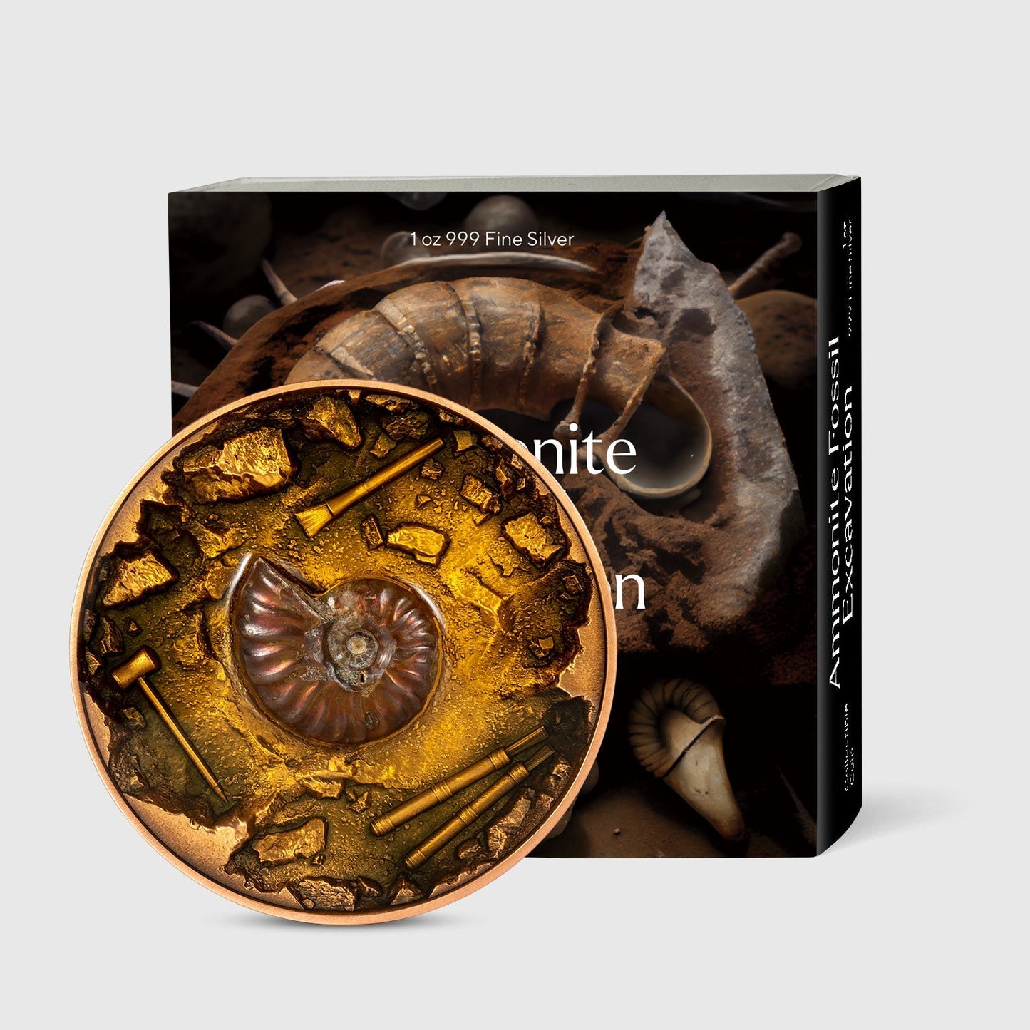 Chad 2023 Ammonite Fossil 1oz Silbermünze *
