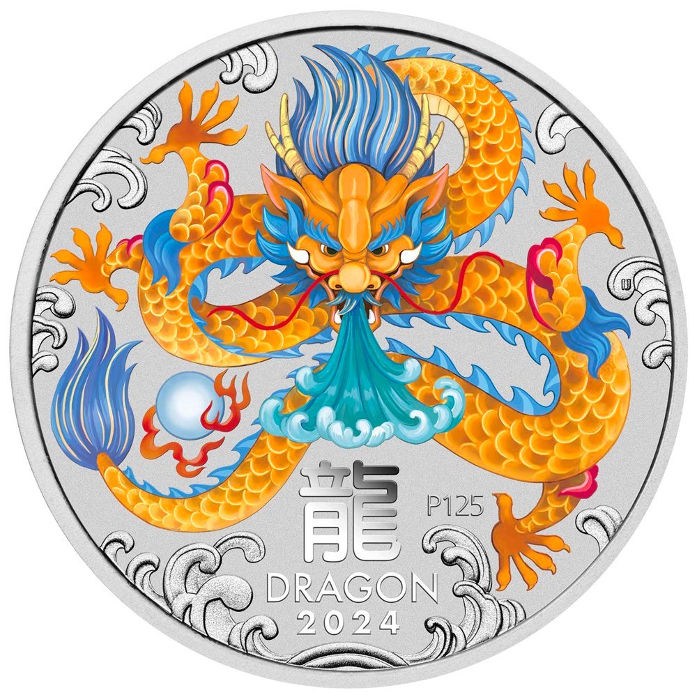 Gelber Drache Melbourne Money Expo 1/4 oz Silbermünze