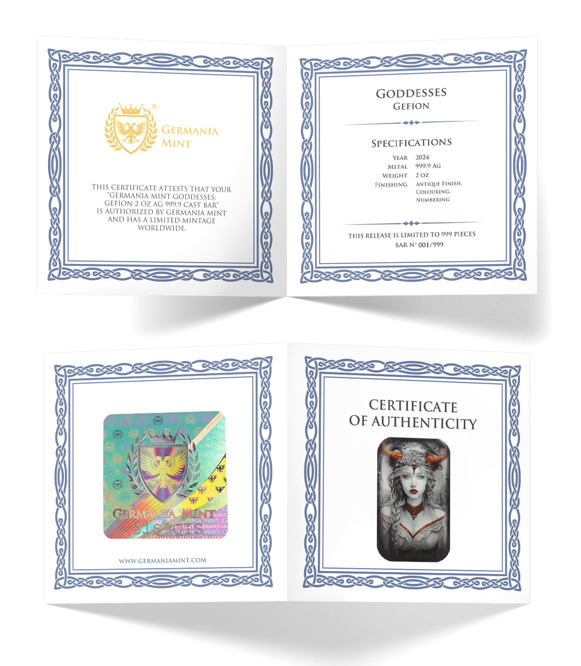 Germania Mint Goddesses Gefion 2 oz Silberbarren