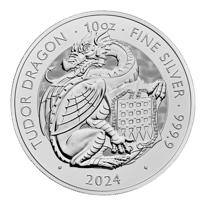 Royal Tudor Beasts Welsh Dragon 10 Oz Silbermünze 2024*