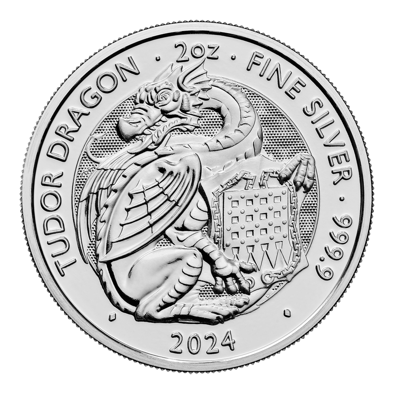 Royal Tudor Beasts Welsh Dragon 2 Oz Silbermünze 2024*