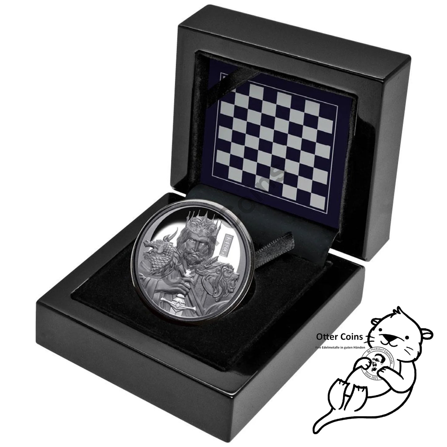 Schachkönig 1oz Silber in Holz - Etui 2023*